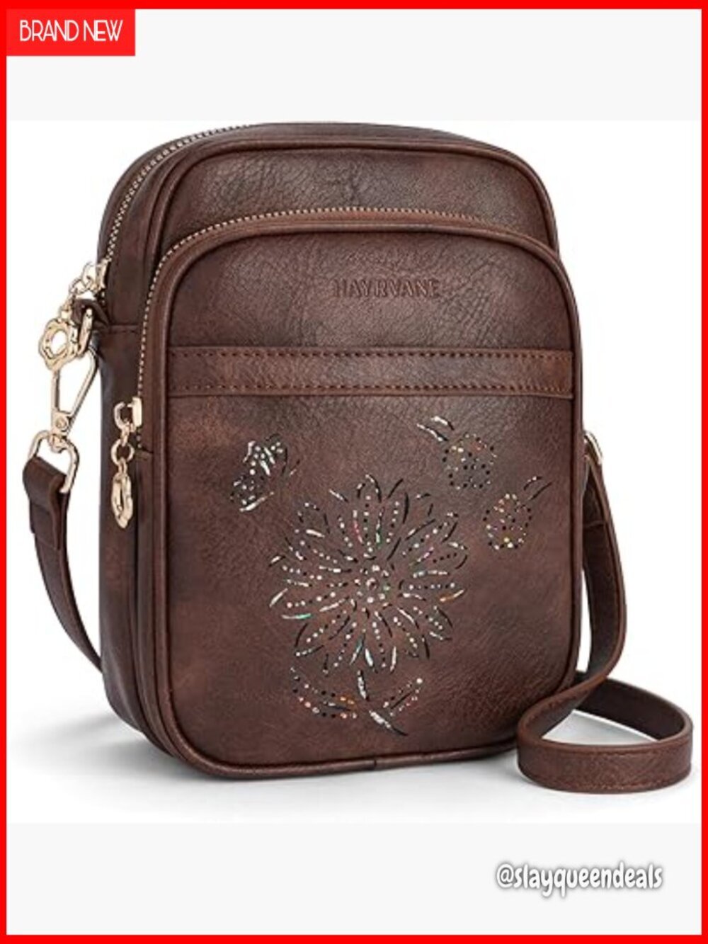 Small RFID Crossbody Bag with Triple Compartments and Card Slots